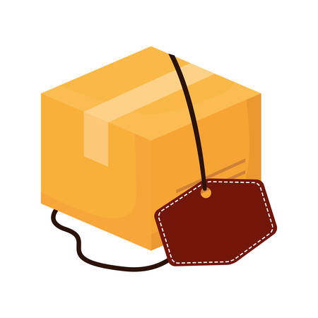 online shopping tag and cardboard box vector illustrationのイラスト素材