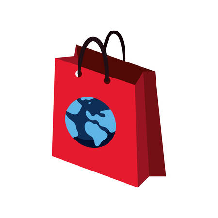 online shopping bag world commerce vector illustrationのイラスト素材