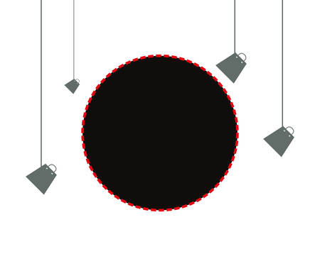 online shopping badge and hanging bags vector illustrationのイラスト素材