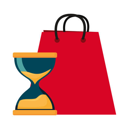 online shopping bag and clock vector illustrationのイラスト素材