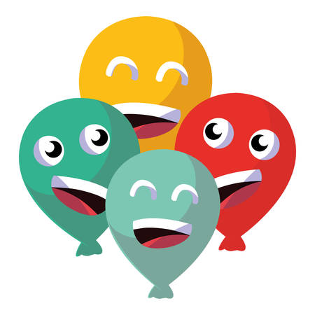 cartoon balloons over white background, colorful design, vector illustrationのイラスト素材
