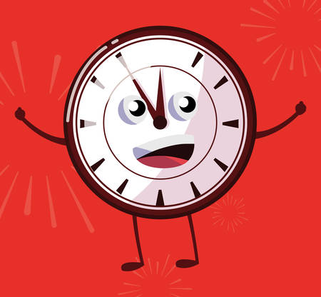 cartoon clock icon over red background, vector illustrationのイラスト素材