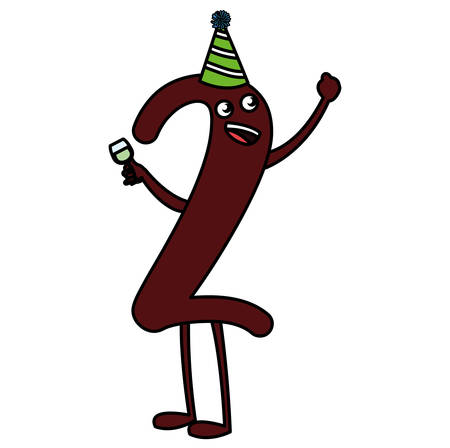 cartoon number two over white background, vector illustrationのイラスト素材