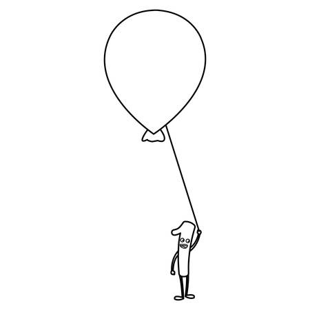 cartoon number one holding a balloon over white background, vector illustrationのイラスト素材