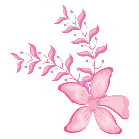 tropical leaves and flower over white background, colorful design. vector illustrationのイラスト素材