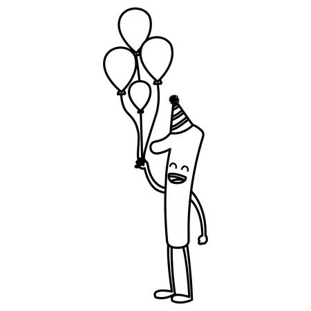 cartoon number one holding a balloons over white background vector illustrationのイラスト素材