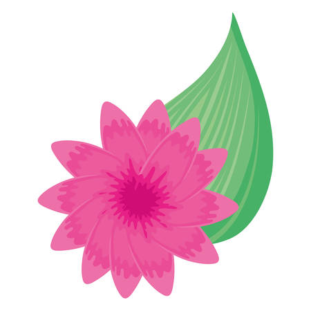 tropical leaves and flower over white background, colorful design. vector illustrationのイラスト素材