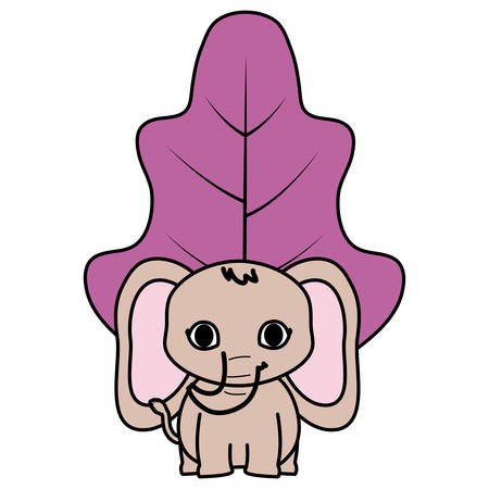 cute mouse and tropical flower over white background, vector illustrationのイラスト素材