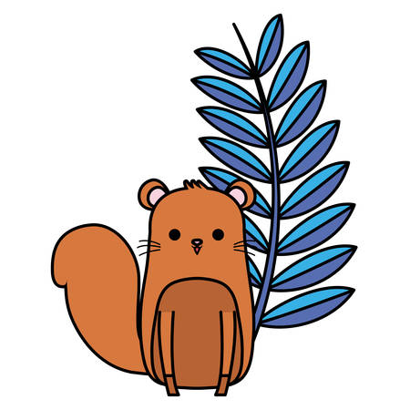 tropical leaf with cute squirrel over white background, vector illustrationのイラスト素材