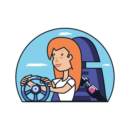 woman driver avatar character vector illustration designのイラスト素材