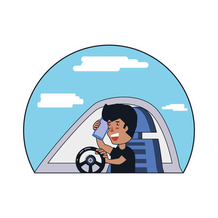 man with smartphone and driver vector illustration designのイラスト素材