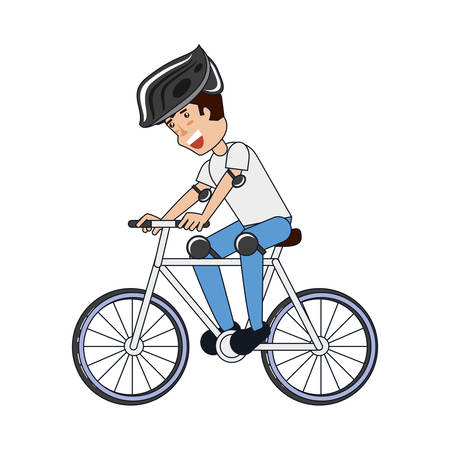 young man riding bicycle vector illustration designのイラスト素材