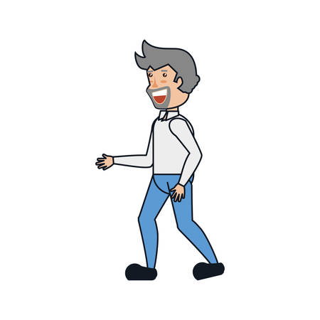man with beard walking vector illustration designのイラスト素材