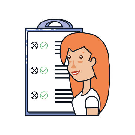 woman with clipboard checklist isolated icon vector illustration designのイラスト素材
