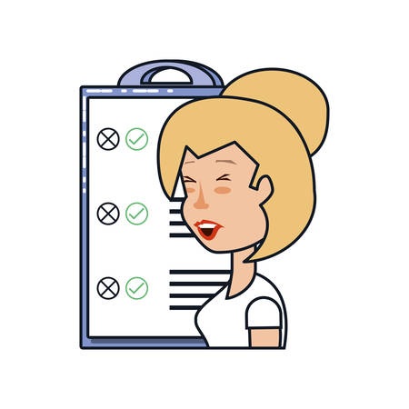 woman with clipboard checklist isolated icon vector illustration designのイラスト素材
