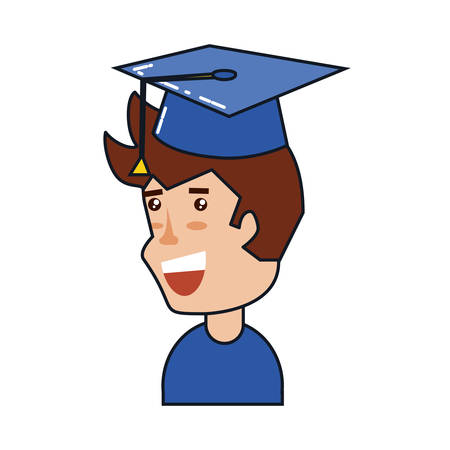 young man with hat graduation vector illustration designのイラスト素材