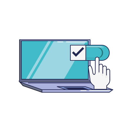laptop computer with hand cursor vector illustration designのイラスト素材