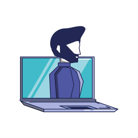 man in laptop computer isolated icon vector illustration designのイラスト素材