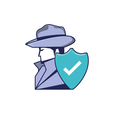 cyber security agent with shield vector illustration designのイラスト素材