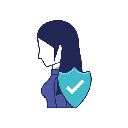 young woman with shield secure vector illustration designのイラスト素材