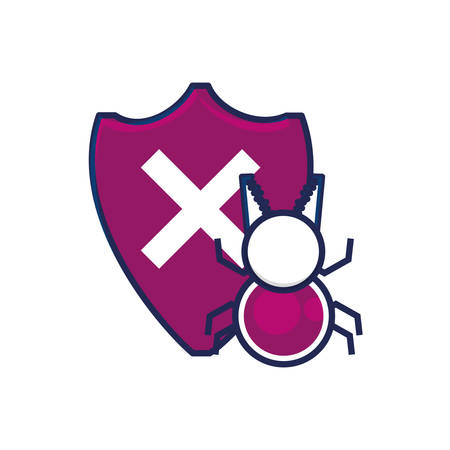 bug virus infection with shield vector illustration designのイラスト素材