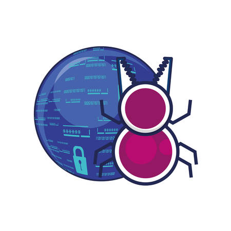 bug virus infection with planet vector illustration designのイラスト素材