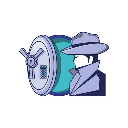 cyber security agent with safe box vector illustration designのイラスト素材
