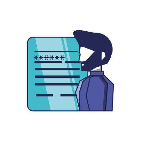 young man and document with password vector illustration designのイラスト素材