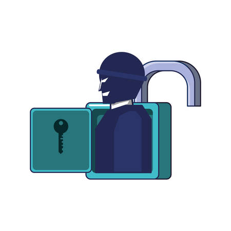 thief man in padlock security vector illustration designのイラスト素材