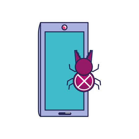 bug virus infection in smartphone vector illustration designのイラスト素材