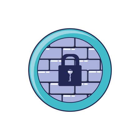 cyber security wall with padlock vector illustration designのイラスト素材