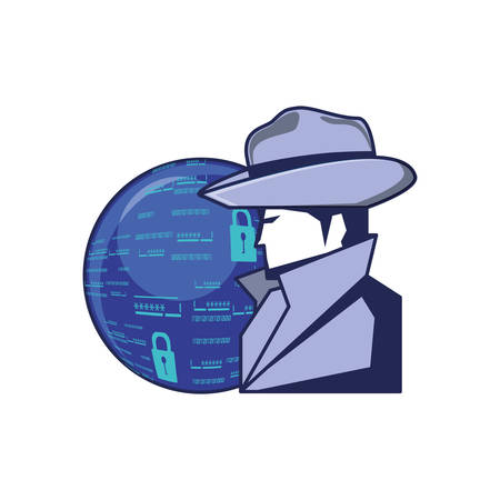 cyber security agent with sphere browser vector illustration designのイラスト素材