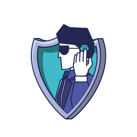 shield with cyber security agent vector illustration designのイラスト素材