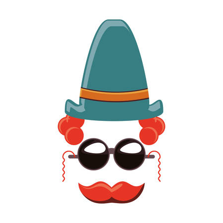 clown hat carnival with sunglasses and mustache vector illustration designのイラスト素材