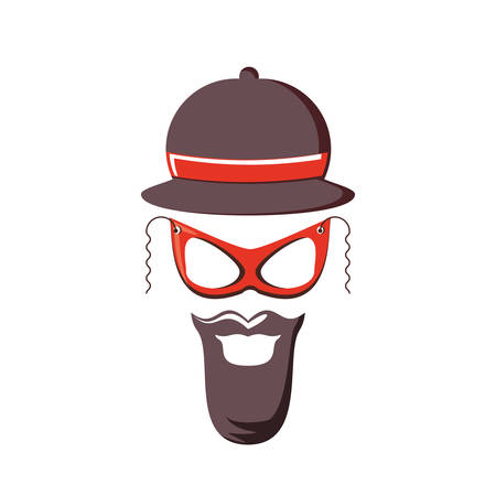 hat soldier carnival accessory with mask and mustache vector illustration designのイラスト素材