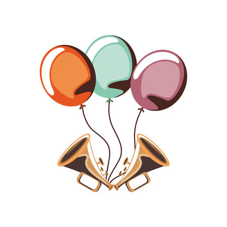 balloons helium with trumpet instrument vector illustration designのイラスト素材