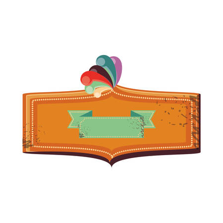 retro circus label with feathers vector illustration designのイラスト素材