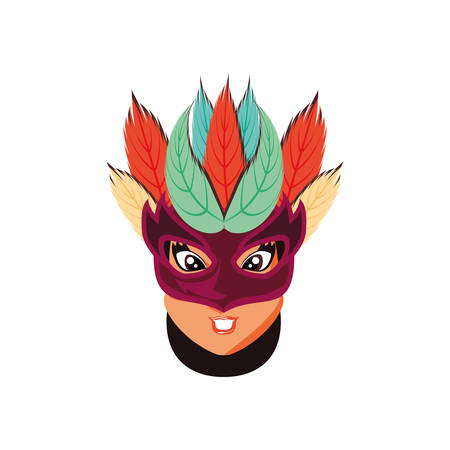 head of woman carnival dancer with mask vector illustration designのイラスト素材