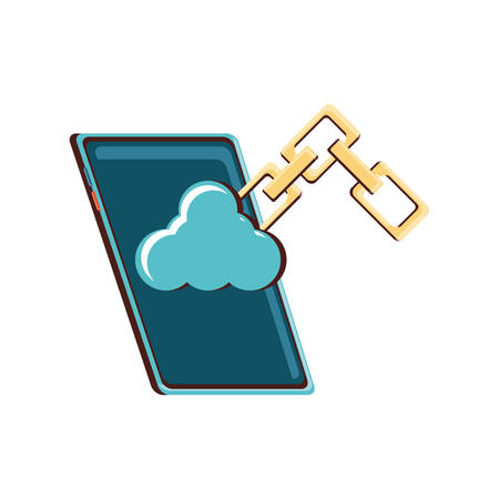 smartphone with cloud computing and chain vector illustration designのイラスト素材