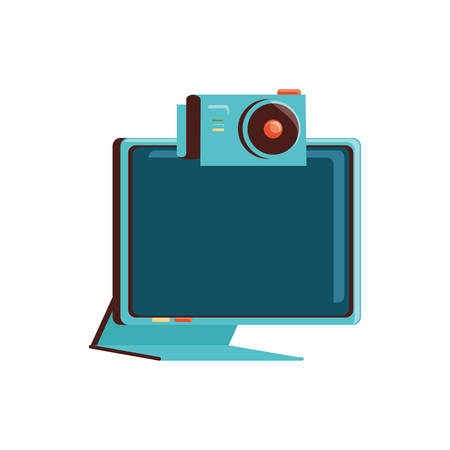 computer monitor with camera photography vector illustration designのイラスト素材