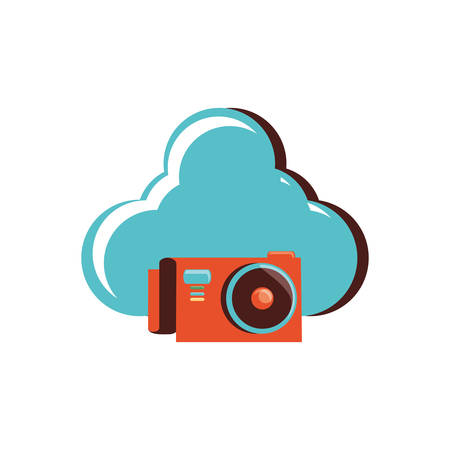 cloud computing with photographic camera vector illustration designのイラスト素材