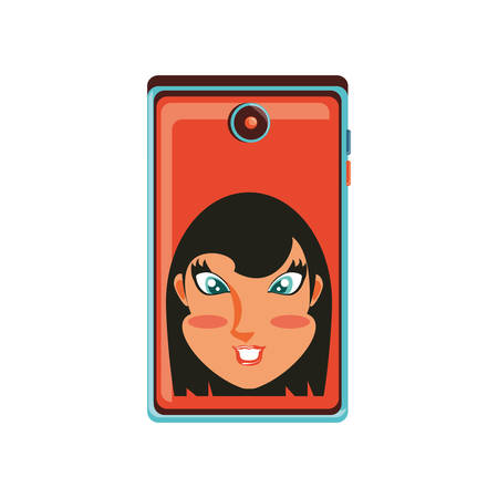 head of woman in smartphone device vector illustration designのイラスト素材
