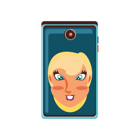 head of woman in smartphone device vector illustration designのイラスト素材