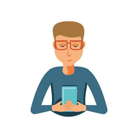 young man with smartphone device vector illustration designのイラスト素材