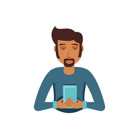young man with smartphone device vector illustration designのイラスト素材