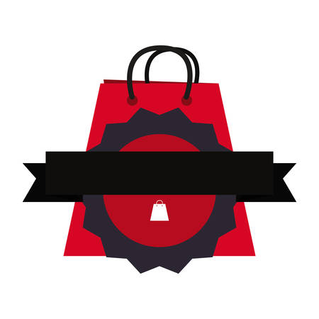 online shopping bag badge ribbon vector illustrationのイラスト素材