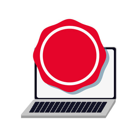 online shopping laptop badge template vector illustrationのイラスト素材