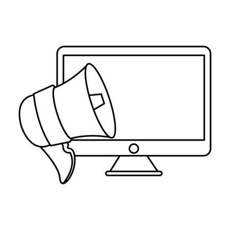 online shopping speaker and computer vector illustration outlineのイラスト素材