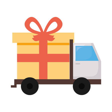 online shopping truck gift transport vector illustrationのイラスト素材