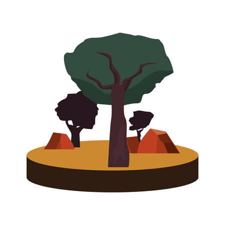outdoors trees forest on white background vector illustrationのイラスト素材